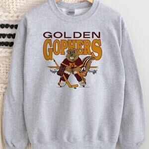 University Of Minnesota Golden Gophers Ice Hockey Grey Crewneck Sweatshirt